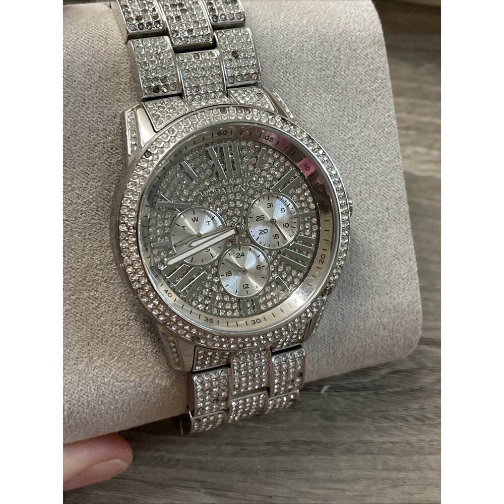 Michael Kors MK6788 Brynn Pavé Silver Chronograph Women's Watch - MSRP $495 - Picture 3 of 11